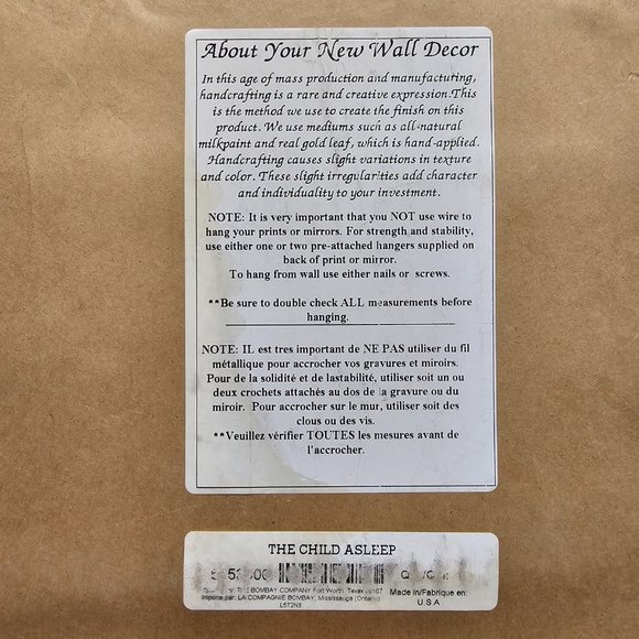 Home Wall Decor The Child Asleep Gold Leaf Frame Hand Crafted Picture Bombay Co. - Picture 7 of 16